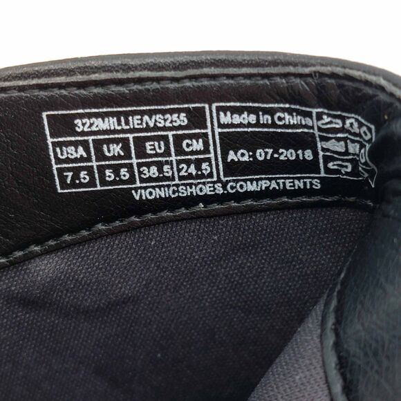 Vionic Millie Black Leather Ankle Booties Women’s 7.5 Side Zip Buckle Low Block - Picture 11 of 11